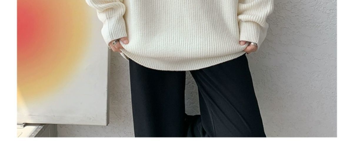 Sweater Men's Turtleneck Versatile Trendy Brand Couple Autumn And Winter Loose Lazy Knitted Sweater Zipper Thread Jacket Casual_voghion.com