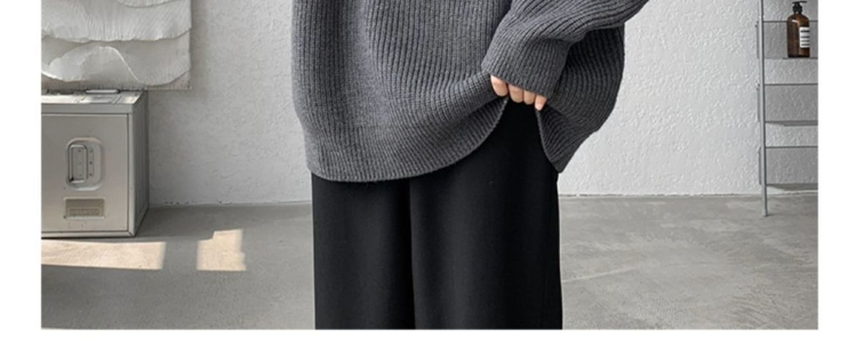 Sweater Men's Turtleneck Versatile Trendy Brand Couple Autumn And Winter Loose Lazy Knitted Sweater Zipper Thread Jacket Casual_voghion.com