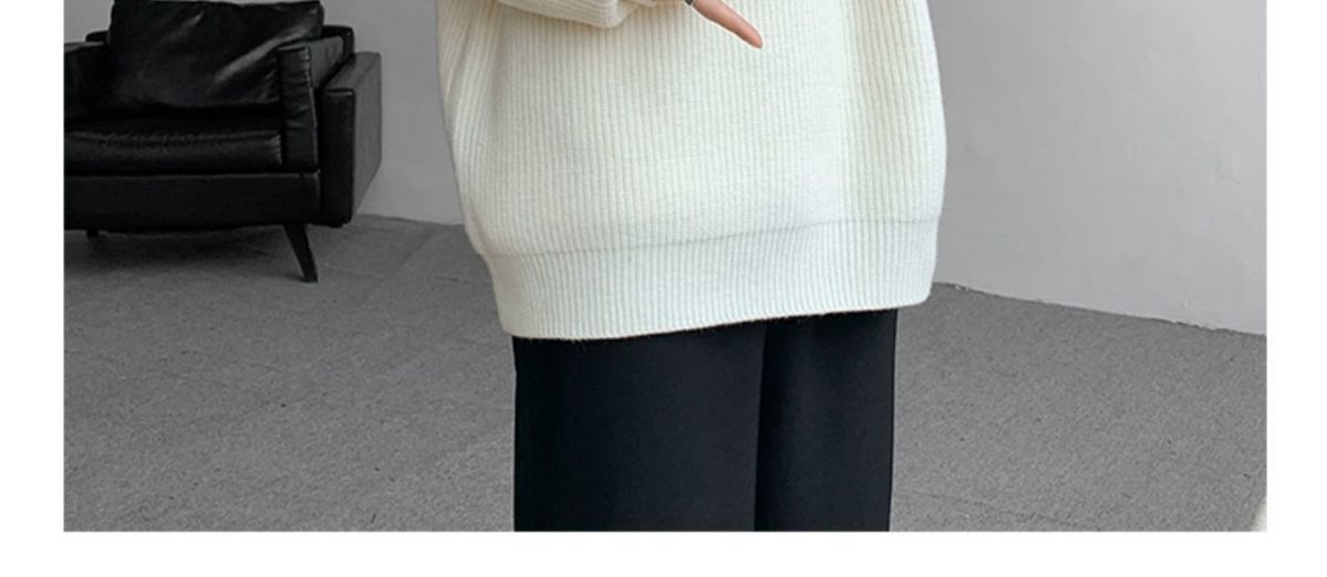 Sweater Men's Turtleneck Versatile Trendy Brand Couple Autumn And Winter Loose Lazy Knitted Sweater Zipper Thread Jacket Casual_voghion.com