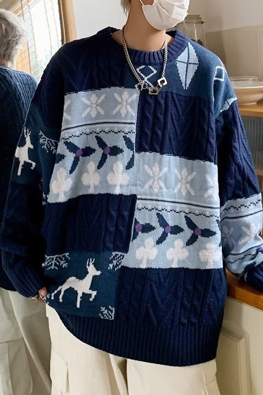 Weihnachtspullover Unisex Retro Strickpullover Lockerer Schnitt_voghion.com