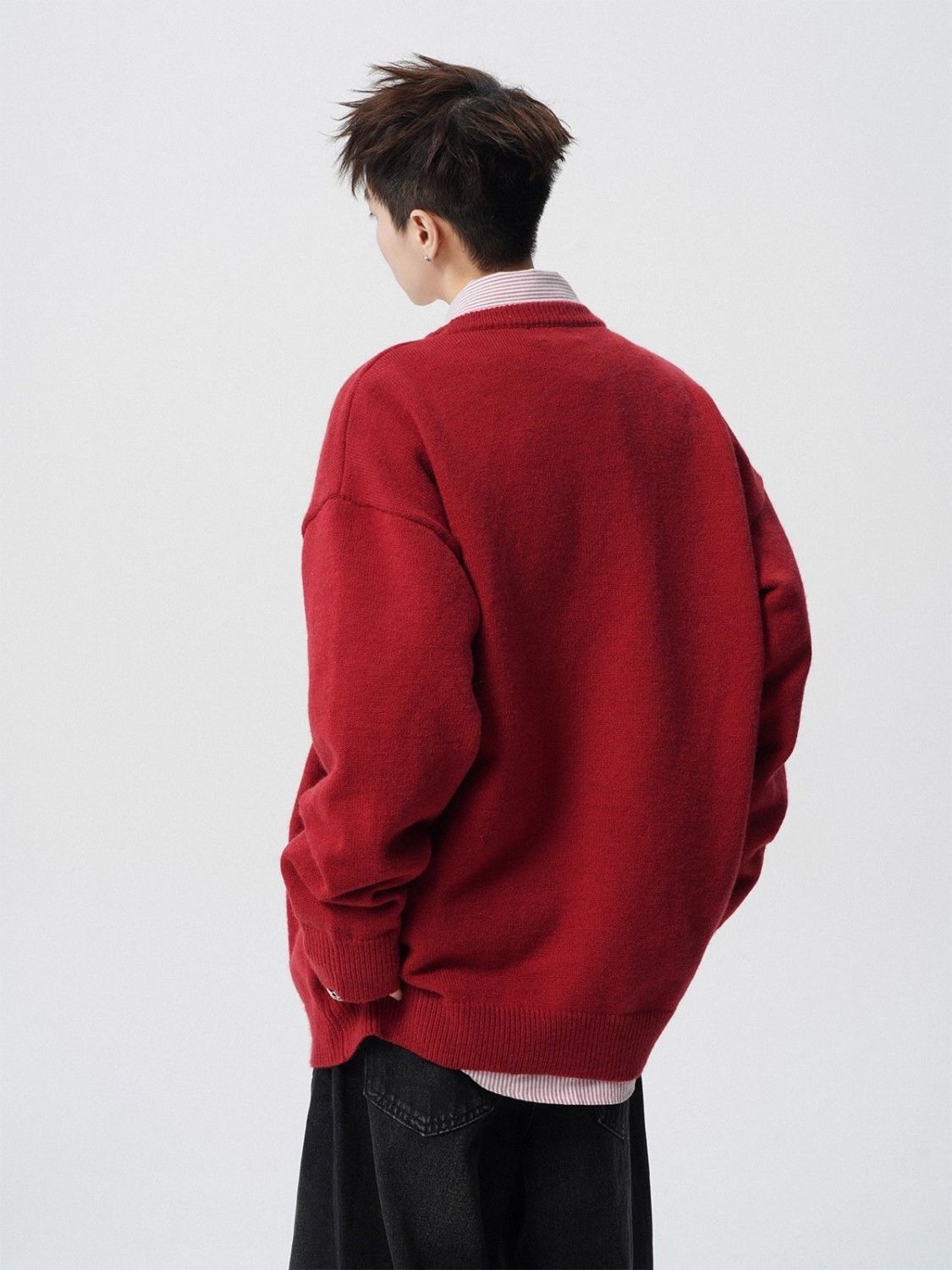 Herren Weihnachts Pullover Schneemann Rundhals Strickpullover_voghion.com