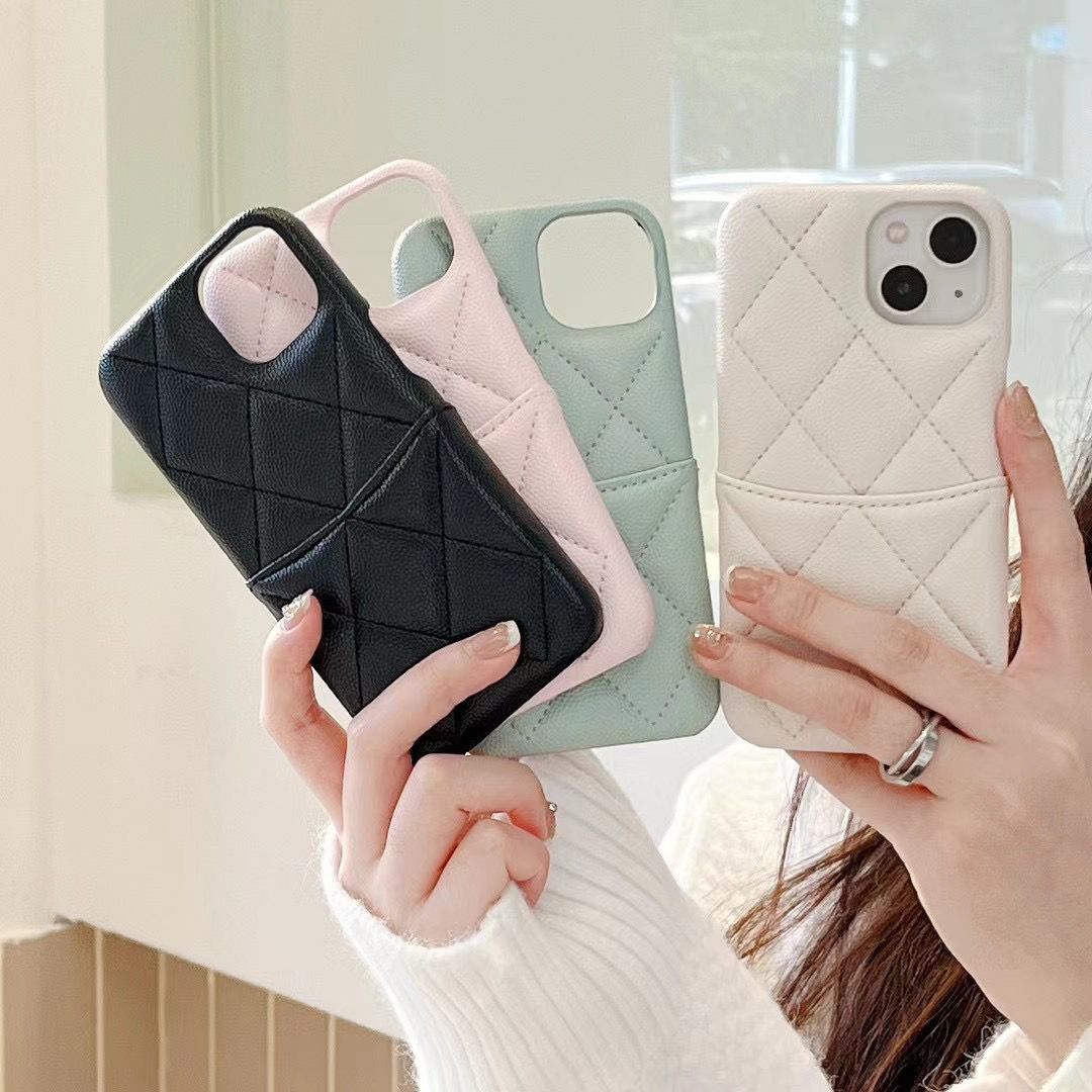 Black Leather Card Holder Case For Iphone 15 14 13 12 11 Series_voghion.com
