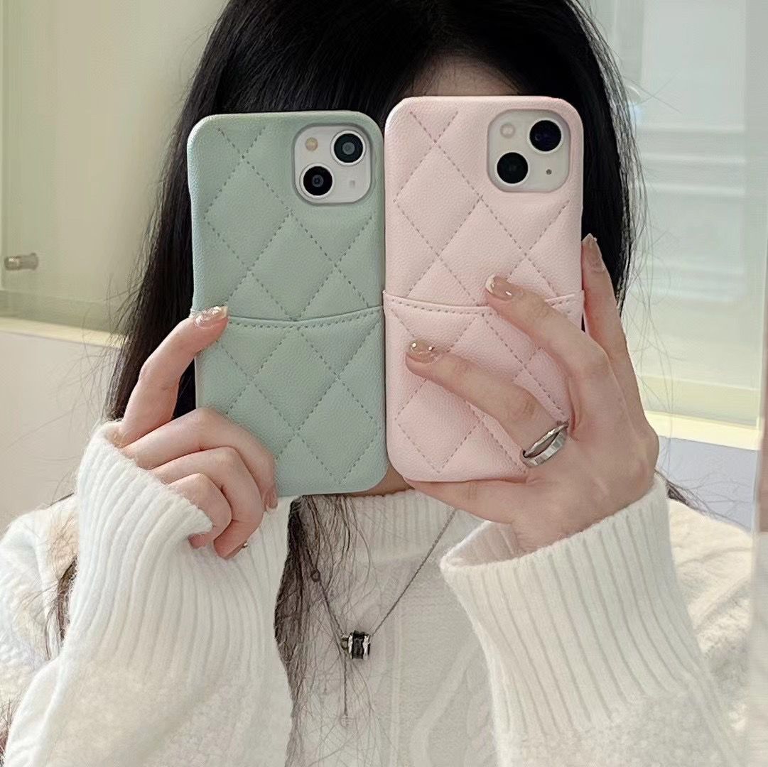 Black Leather Card Holder Case For Iphone 15 14 13 12 11 Series_voghion.com