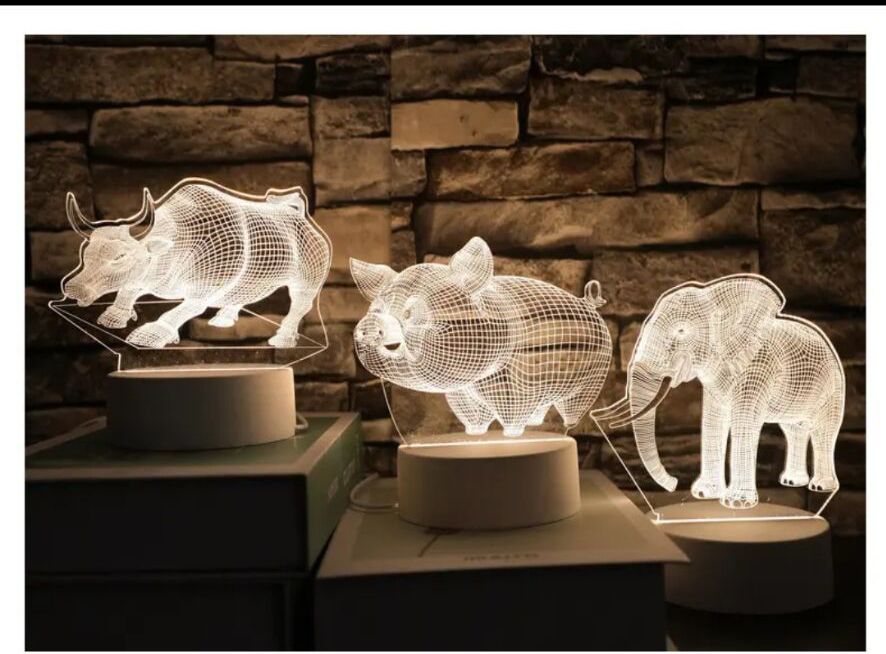 Acrylic DIY 3D Figure Night Light Art Home Decor White USB Bedroom Desk Lamp