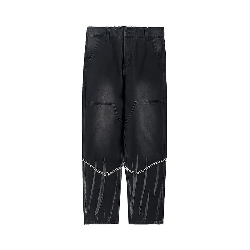 Black Pants Men's Ins Trendy Loose Wide-leg Straight Jeans Men's Pants Autumn And Winter Vibe High Street American Trousers_mkmklike.com