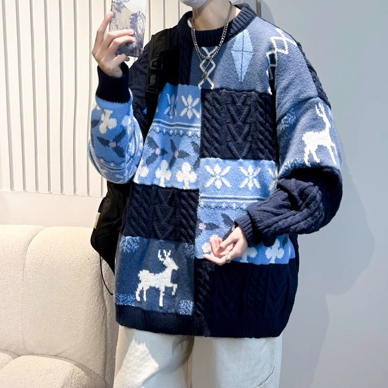 Weihnachtspullover Unisex Retro Strickpullover Lockerer Schnitt_voghion.com