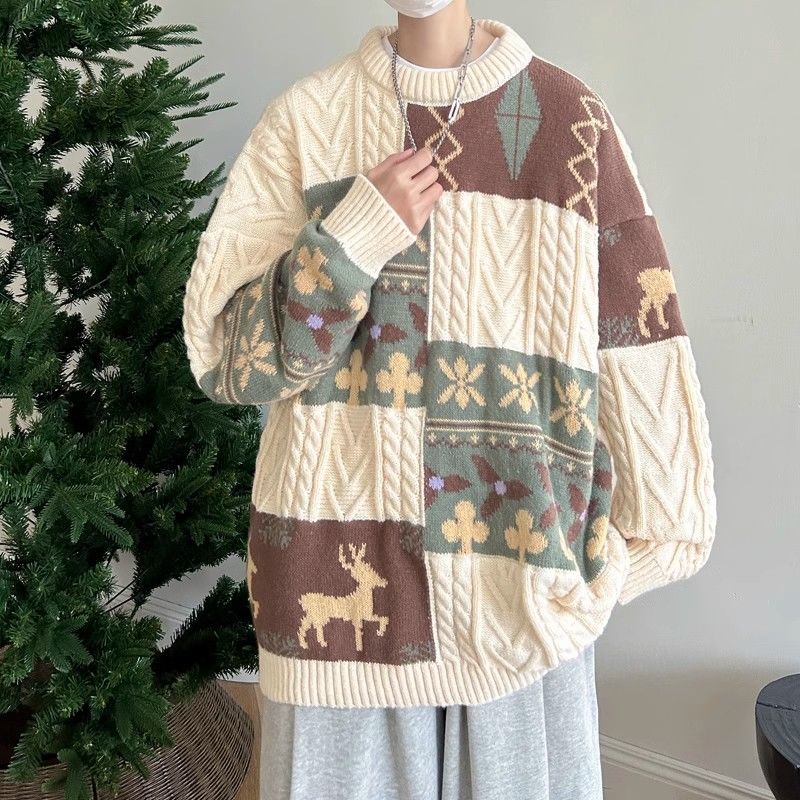 Weihnachtspullover Unisex Retro Strickpullover Lockerer Schnitt_voghion.com