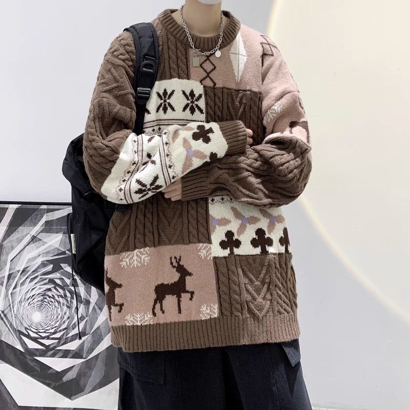 Weihnachtspullover Unisex Retro Strickpullover Lockerer Schnitt_voghion.com