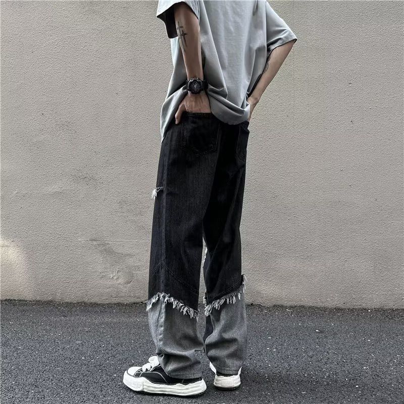 American Jeans Men's And Women's Vibe High Street Trendy Brand Stars Niche Design Sense Loose Straight Wide-leg Pants_mkmklike.com