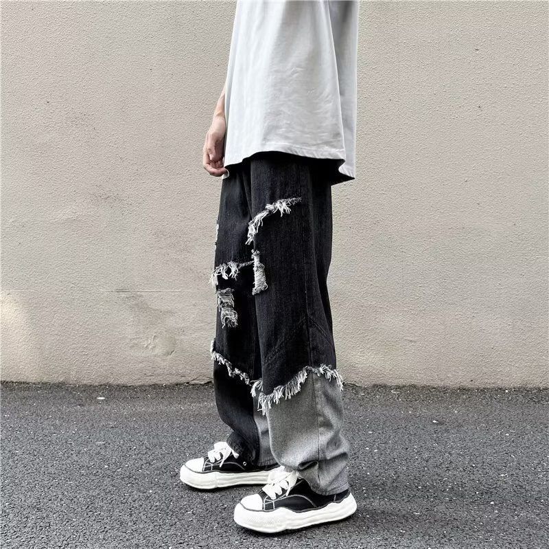 American Jeans Men's And Women's Vibe High Street Trendy Brand Stars Niche Design Sense Loose Straight Wide-leg Pants_mkmklike.com