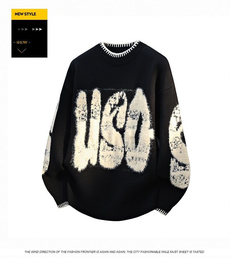 Suéter informal de talla grande para adolescentes, estilo otoño e invierno, nuevo estilo holgado, tejido de punto americano._voghion.com