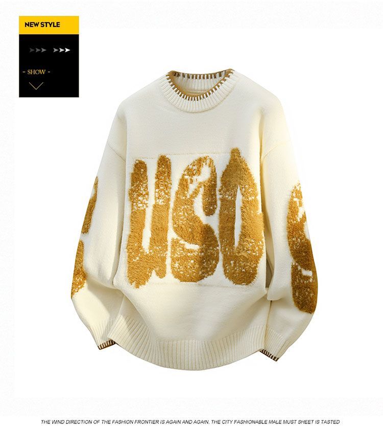 Suéter informal de talla grande para adolescentes, estilo otoño e invierno, nuevo estilo holgado, tejido de punto americano._voghion.com