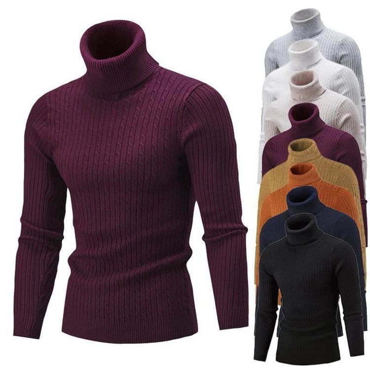 Col roulé surdimensionné pour homme, tricot grande taille_voghion.com