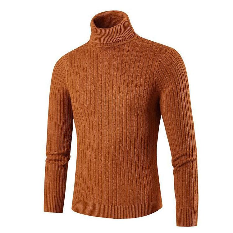 Col roulé surdimensionné pour homme, tricot grande taille_voghion.com