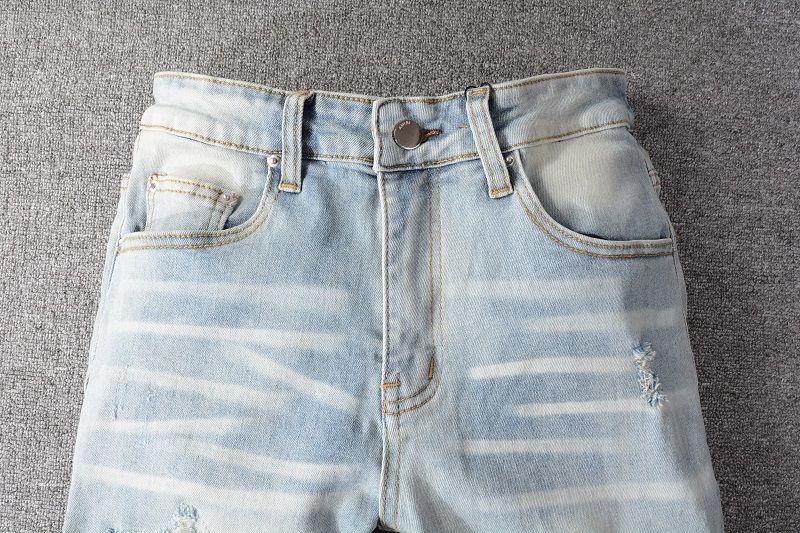 Tide Brand Hot Drilling Hole Patch Design Sense High Street Washed Slim Fit Small Feet Jeans Men's Jeans_voghion.com